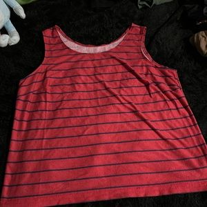 Red and blue striped women’s shirt. Size and brand unknown.